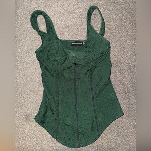 Green Lace Sleeveless Corset Top PrettyLittleThing